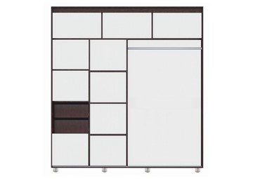 Шкаф 2-х створчатый Комфорт №12 2.0 с фигурными зеркалами, Венге в Вологде - предосмотр 1