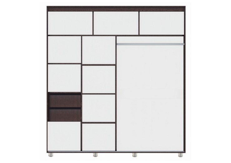 Шкаф 2-х створчатый Комфорт №12 2.0 с фигурными зеркалами, Венге в Вологде - изображение 1