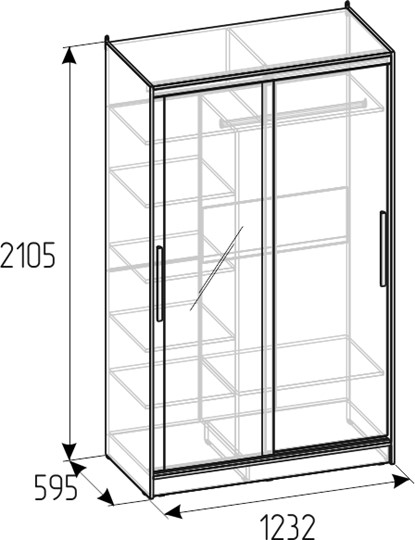 Шкаф 2-х дверный Strike 1200 Зеркало/ЛДСП (Atelier светлый) в Вологде - изображение 3