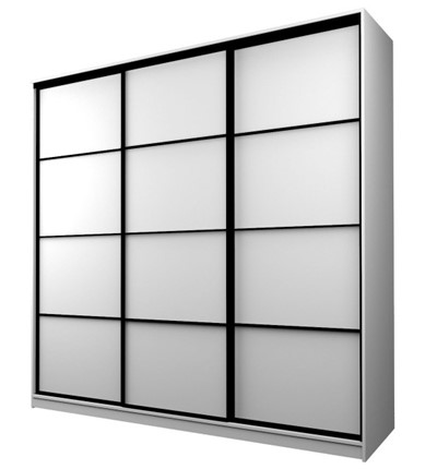 Шкаф 3-х створчатый MAX МШ-25-6-24/2-111, Профиль Черный/Цвет Белый в Вологде - изображение