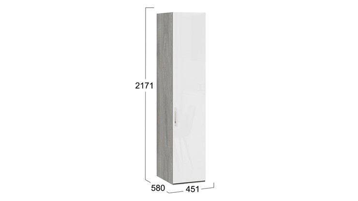 Шкаф для белья Эмбер СМ-348.07.001 (Дуб Гамильтон/Белый глянец) в Вологде - изображение 3