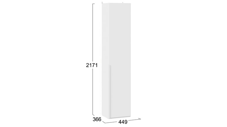 Шкаф одностворчатый Порто (366) СМ-393.07.211 (Белый жемчуг/Белый софт) в Вологде - изображение 3