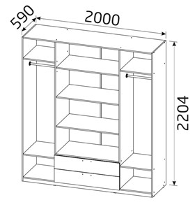 Шкаф распашной Классика с 2 ящиками (500) в Вологде - предосмотр 1