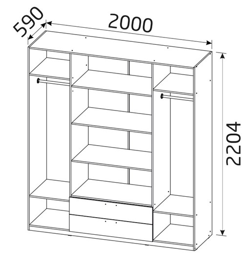 Шкаф распашной Классика с 2 ящиками (500) в Вологде - изображение 1