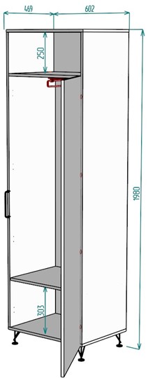 Шкаф одностворчатый Лофт H38, ДВ в Вологде - изображение 1