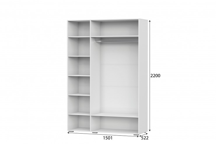 Шкаф 3х-дверный Соло, белый/белый глянец/венге в Вологде - изображение 2