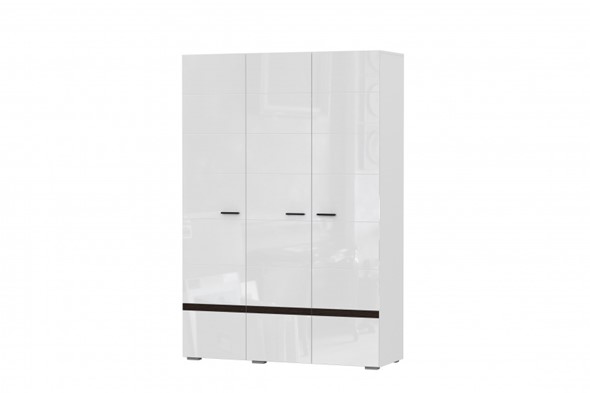 Шкаф 3х-дверный Соло, белый/белый глянец/венге в Вологде - изображение