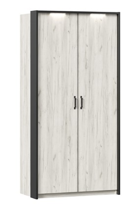 Шкаф двухдверный Техно с паспарту, Дуб крафт белый в Вологде - изображение
