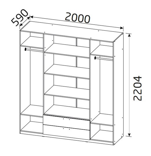 Шкаф четырехстворчатый 4-х дверный Вега с 2 ящиками в Вологде - изображение 1