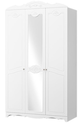 Шкаф трехдверный в спальню Лотос ШР-3 (Белый) 1 зеркало в Вологде - изображение