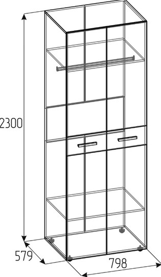 Шкаф для одежды Норвуд 54 фасад стандарт + стандарт, Белый-Орех шоколадный в Вологде - изображение 2