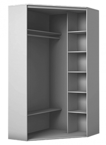Шкаф угловой с двумя зеркалами, 2400х1103, ХИТ У-24-4-55, белая шагрень в Вологде - предосмотр 1