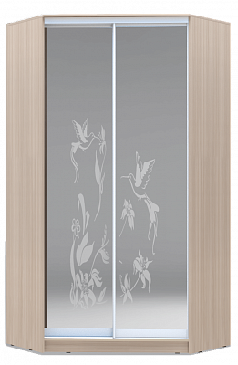 Шкаф угловой 2200х1103, ХИТ У-22-4-66-03, колибри, 2 зеркала, шимо светлый в Вологде - изображение