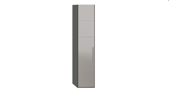 Шкаф распашной Наоми с зеркальной дверью левый, цвет Фон серый, Джут СМ-208.07.02 L в Вологде - изображение