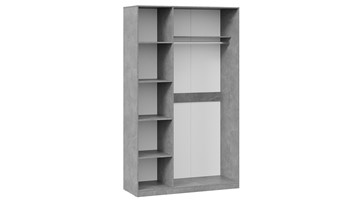 Шкаф распашной 3-х дверный с зеркалом Хилтон (Ателье светлый, Белый матовый) в Вологде - предосмотр 2
