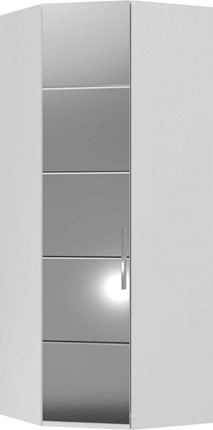 Распашной шкаф угловой Вива с зеркалом, Белый глянец / Платина в Вологде - изображение