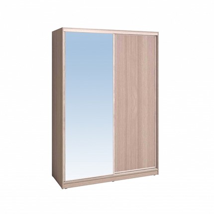 Шкаф 2-х створчатый 1600 Домашний Зеркало/ЛДСП, Ясень шимо светлый в Вологде - изображение