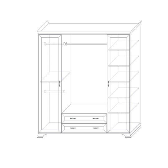 Шкаф четырёхстворчатый с зеркалами Сиена, Бодега белый / патина золото в Вологде - изображение 1