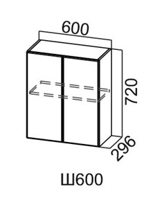 Навесной шкаф Модус, Ш600/720, цемент темный в Вологде - предосмотр