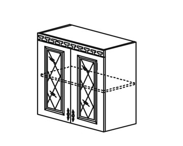 Шкаф на кухню Веста настенный двухдверный с полкой со вставкой из стекла 718*800*323мм в Вологде
