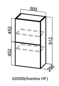 Барный кухонный шкаф Грейвуд, Ш500б/912, (Aventos HF), деним светлый в Вологде - предосмотр