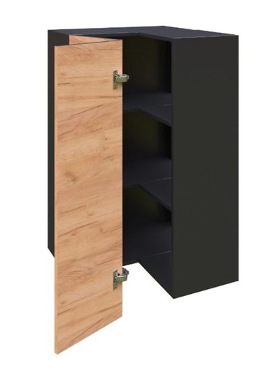 Шкаф кухонный угловой высокий Шервуд, ЛД 281.570.000.043, дуб золотой/черный в Вологде - изображение 1