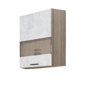 Кухонный шкаф со стеклом Модус, Ш500с/720, цемент светлый в Вологде - предосмотр
