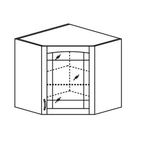 Кухонный шкаф Кантри настенный угловой со вставкой из стекла 918*600*600 мм в Вологде