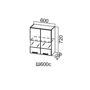 Кухонный шкаф со стеклом Модус, Ш600с/720, галифакс в Вологде - предосмотр