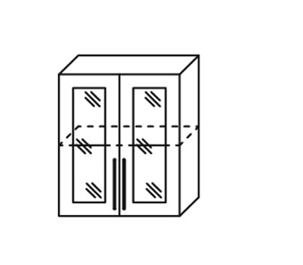 Шкаф кухонный Мыло, настенный двухдверный с полкой со вставкой из стекла 718*600*320, ШНст 600 в Вологде - предосмотр
