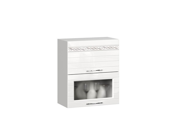 Настенный шкаф Анастасия 600 с 2 подъемными дверьми 004.521.000 белый глянец в Вологде - изображение