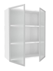 Кухонный шкаф высокий 800, Шервуд, со стеклом ЛД 281.461.000.129, белый/серый в Вологде - предосмотр 1