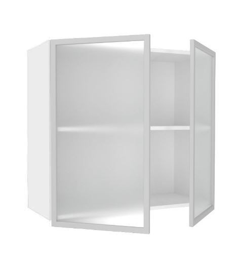 Кухонный шкаф 800, Шервуд, со стеклом ЛД 281.361.000.118, белый/белый глянец в Вологде - изображение 1