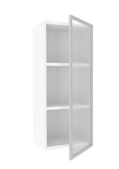 Шкаф кухонный высокий 400 Шервуд, со стеклом правый ЛД 281.422.000.122, белый/серый в Вологде - изображение 1