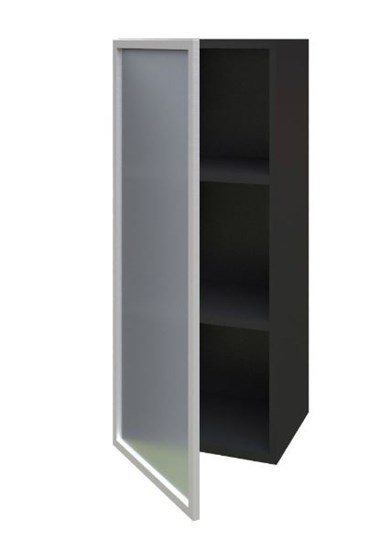 Кухонный высокий шкаф 400 Шервуд, со стеклом левый ЛД 281.422.000.034, серый/черный в Вологде - изображение 1