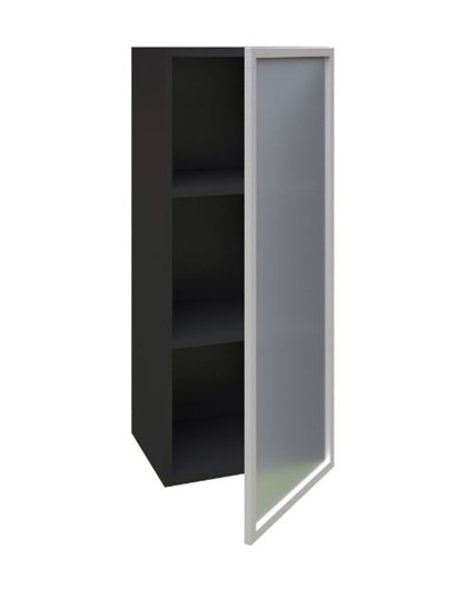 Шкаф кухонный высокий 400 Шервуд, со стеклом правый ЛД 281.422.000.034, серый/черный в Вологде - изображение 1