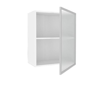 Кухонный шкаф 600, Шервуд, со стеклом правый, ЛД 281.352.000.116, белый/серый в Вологде - предосмотр 1