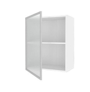 Шкаф кухонный 600, Шервуд, со стеклом левый, ЛД 281.351.000.115, белый/серый в Вологде - предосмотр 1