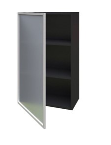 Кухонный высокий шкаф 600, Шервуд, со стеклом левый ЛД 281.451.000.038, серый/черный в Вологде - предосмотр 1