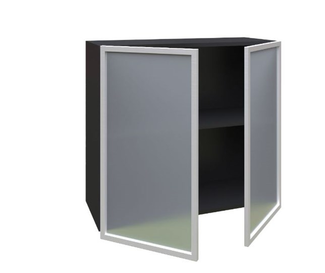 Шкаф на кухню 800, Шервуд, со стеклом ЛД 281.361.000.030, серый/черный в Вологде - изображение 1