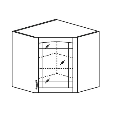 Шкаф на кухню Кантри настенный угловой со вставкой из стекла 718*600*600 мм в Вологде - изображение