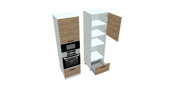 Шкаф-пенал кухонный П7 3, Дуб крафт/Белый в Вологде - изображение