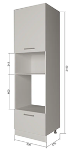 Кухонный шкаф-пенал П7 3, МДФ Черный матовый/Белый в Вологде