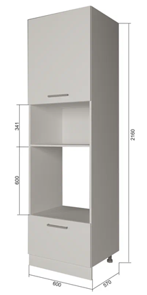 Шкаф-пенал кухонный П7 3, Сатин/Белый в Вологде - изображение