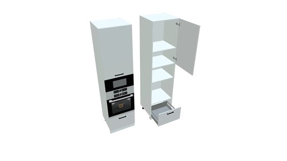 Кухонный шкаф-пенал П9 3, Белое гладкое Ламарти/Белый в Вологде - изображение
