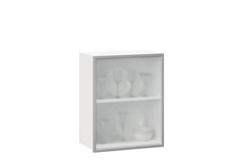 Кухонный шкаф 600, Шервуд, со стеклом правый, ЛД 281.352.000.116, белый/серый в Вологде - предосмотр