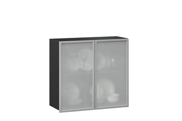 Шкаф на кухню 800, Шервуд, со стеклом ЛД 281.361.000.030, серый/черный в Вологде - предосмотр