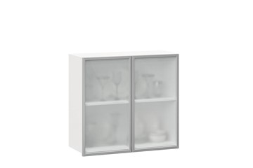 Кухонный шкаф 800, Шервуд, со стеклом ЛД 281.361.000.118, белый/белый глянец в Вологде