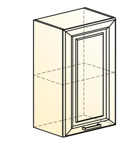 Настенный шкаф Атланта L450 Н720 (1 дв. гл.) эмаль (белый/белый глянец патина золото) в Вологде - предосмотр 1
