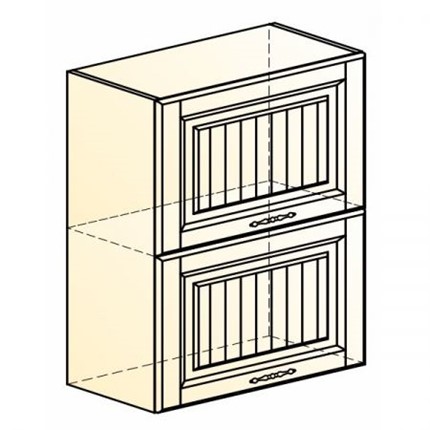 Навесной кухонный шкаф Бавария L600 H720 (2 дв. гл. гориз.) в Вологде - изображение